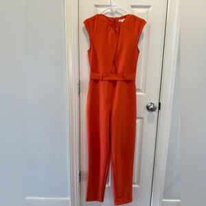New York & Company Vibrant Orange Jumpsuit
